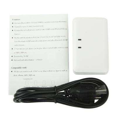Mini receptor de música Bluetooth para iPhone 4 y 4S / 3GS / 3G / iPad 3 / iPad 2 / Otros teléfonos y PC con Bluetooth, tamaño: 60 x 36 x 15 mm