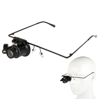 Lupa de reparación de relojes tipo gafas 20X con luz LED, Single