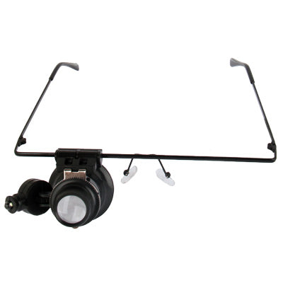 Lupa de reparación de relojes tipo gafas 20X con luz LED, Single