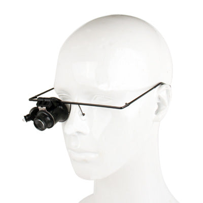 Lupa de reparación de relojes tipo gafas 20X con luz LED, Single