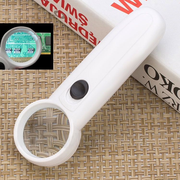 Lupa portátil tipo signo de exclamación 15X con 2 LED, 15X