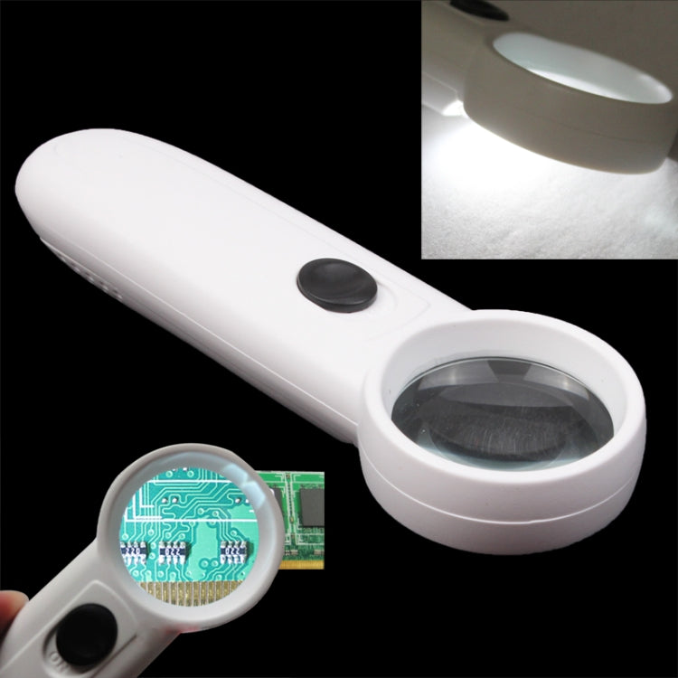 Lupa portátil tipo signo de exclamación 15X con 2 LED, 15X