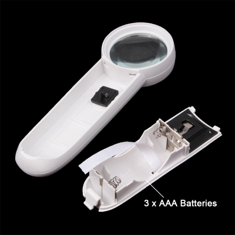 Lupa portátil tipo signo de exclamación 15X con 2 LED, 15X