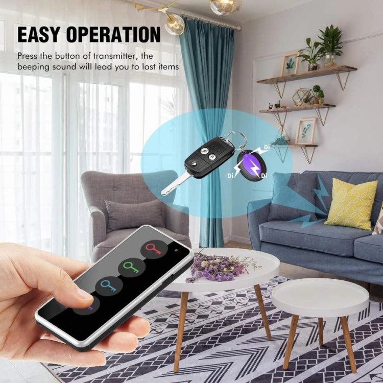 Buscador de llaves inalámbrico remoto inteligente con linterna LED, 1 transmisor RF y 4 receptores, Key Finder