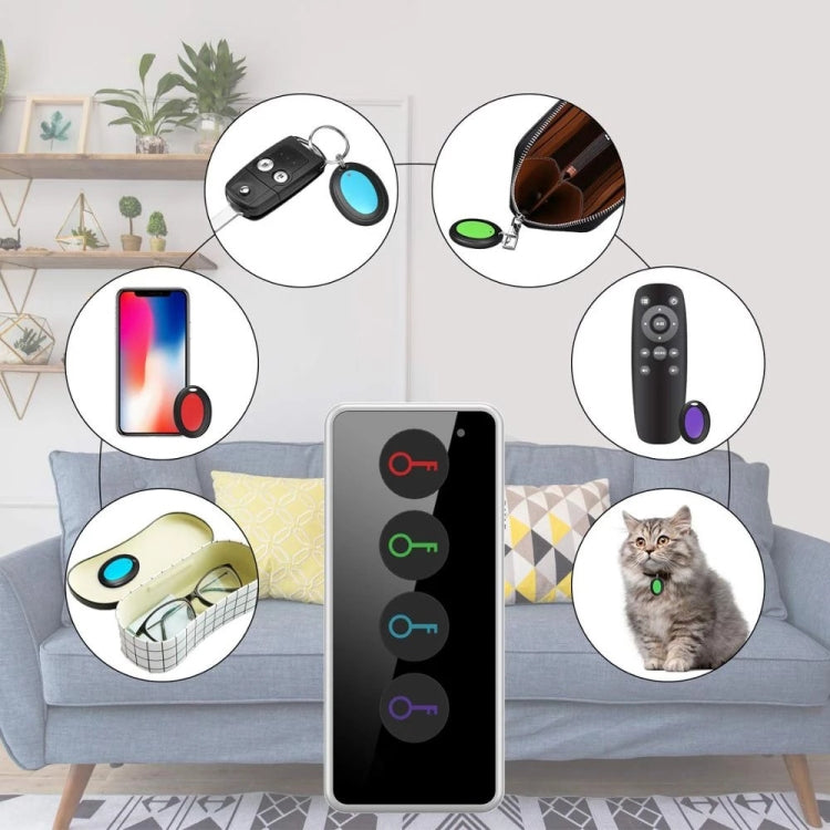 Buscador de llaves inalámbrico remoto inteligente con linterna LED, 1 transmisor RF y 4 receptores, Key Finder