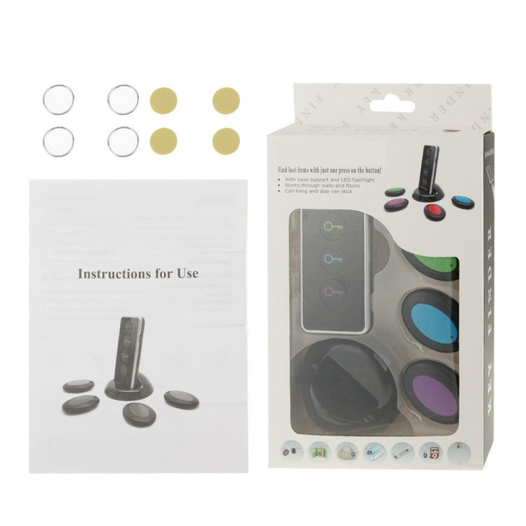 Buscador de llaves inalámbrico remoto inteligente con linterna LED, 1 transmisor RF y 4 receptores, Key Finder