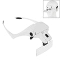 Lupa de 5 lentes 1.0X-3.5X, soporte para gafas, lupa para diadema con 2 luces LED, gafas de aumento para ojos, herramienta de aumento, 5 Lens 1.0X-3.5X (White)