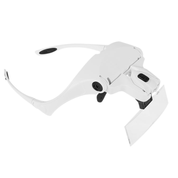 Lupa de 5 lentes 1.0X-3.5X, soporte para gafas, lupa para diadema con 2 luces LED, gafas de aumento para ojos, herramienta de aumento, 5 Lens 1.0X-3.5X (White)