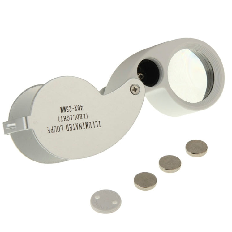 Lupa con iluminación LED de 40X-25MM/lupa para joyería, 40X