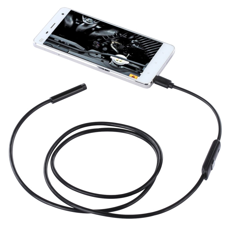 Cámara de inspección de tubo de serpiente con endoscopio micro USB a prueba de agua con 6 LED para teléfono Android OTG, longitud: 1 m, diámetro de lente: 7 mm, 7mm