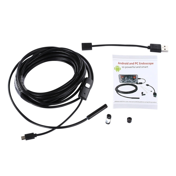 Cámara de inspección de tubo de serpiente con endoscopio micro USB a prueba de agua con 6 LED para teléfono Android OTG, longitud: 5 m, diámetro de lente: 7 mm, 7mm