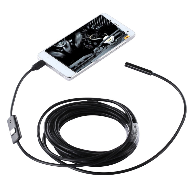 Cámara de inspección de tubo de serpiente con endoscopio micro USB a prueba de agua con 6 LED para teléfono Android OTG, longitud: 5 m, diámetro de lente: 7 mm, 7mm