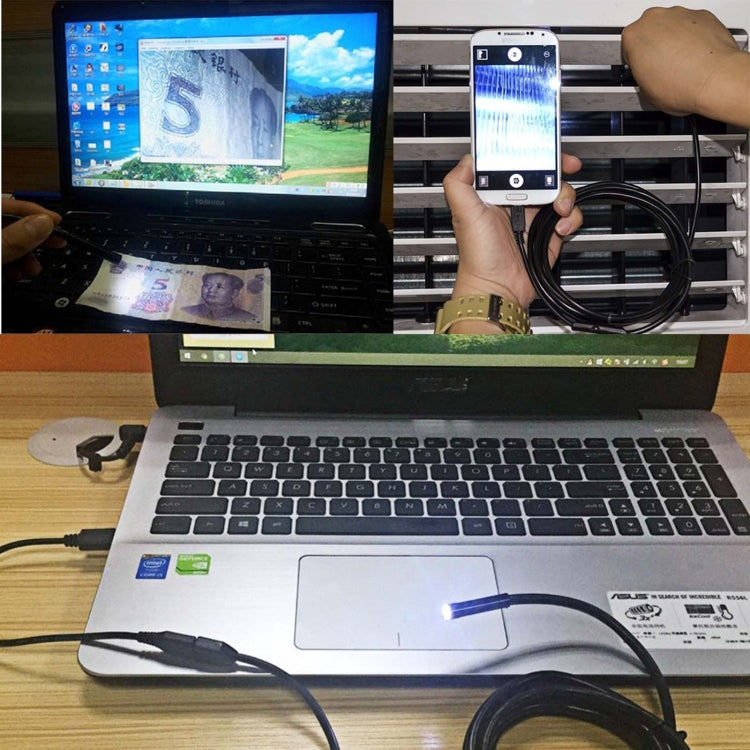 Cámara de inspección de tubo de serpiente con endoscopio micro USB a prueba de agua con 6 LED para teléfono Android OTG, longitud: 5 m, diámetro de lente: 7 mm, 7mm