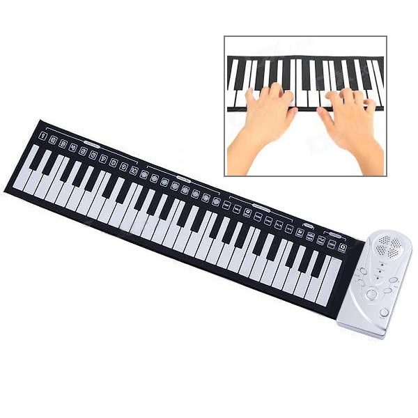 Piano portátil enrollable con teclado suave de 49 teclas, 49 Standard Keys  White
