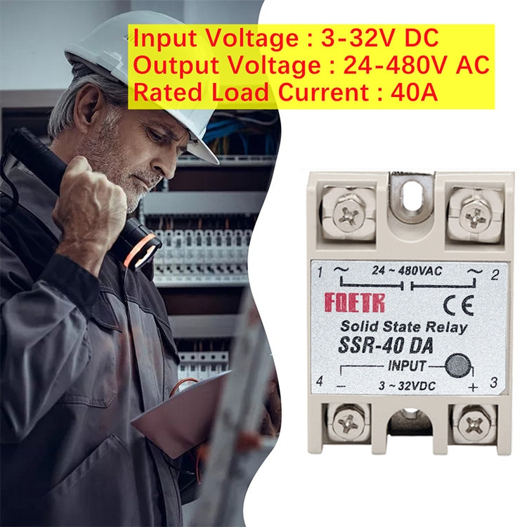 Relé de estado sólido SSR-40DA AC 24-480V para controlador de temperatura PID, entrada: DC 3-32V, SSR-40DA