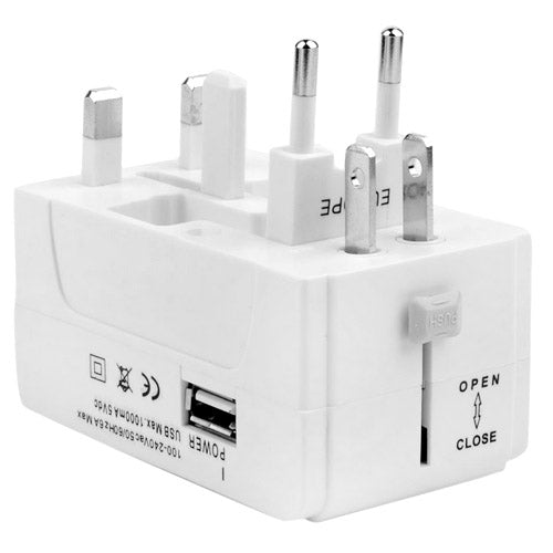933L 4 en 1 (EU + UK + AU + US Plug) Adaptador de viaje con cargador USB universal