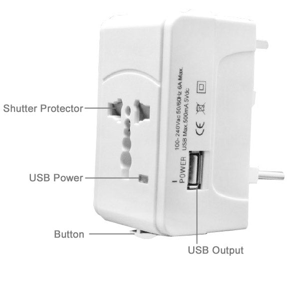 933L 4 en 1 (EU + UK + AU + US Plug) Adaptador de viaje con cargador USB universal