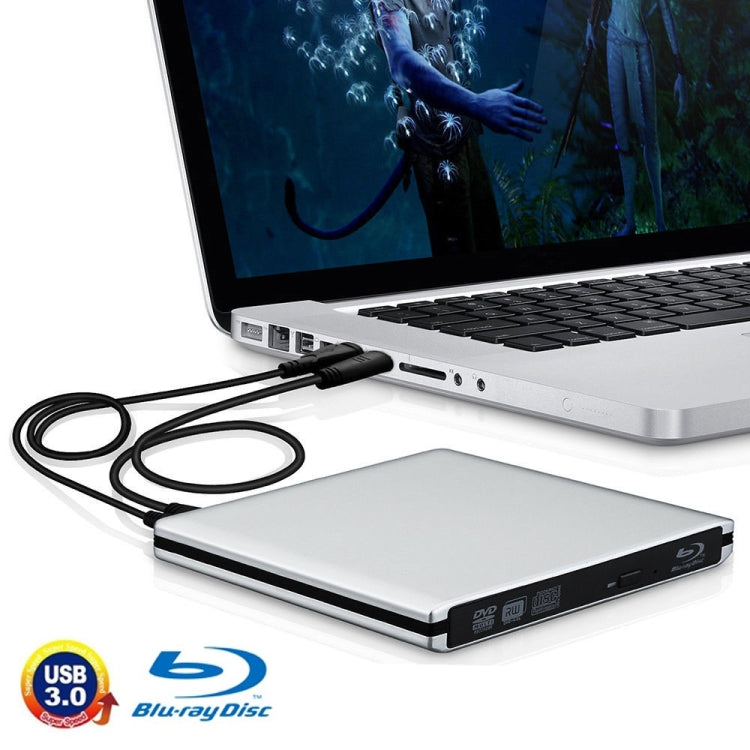 Unidad de Blu-ray regrabable portátil de DVD/CD de aleación de aluminio USB 3,0 para SATA ODD/HDD de 12,7mm, Plug and Play, Blu-ray Drive (Silver), Blu-ray Drive (Red)