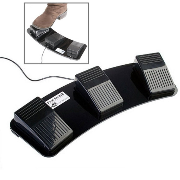 Interruptor de pie de triple acción USB para PC, 2 Foot Switch