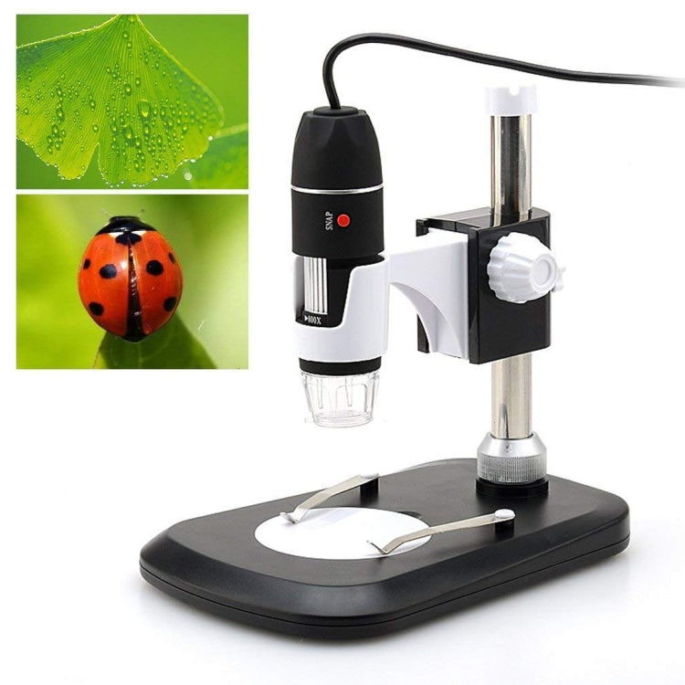 DMS-MDS800 Lupa 40X-800X Sensor de imagen de 2.0MP Microscopio digital USB con 8 LED y soporte profesional, 40X-800X