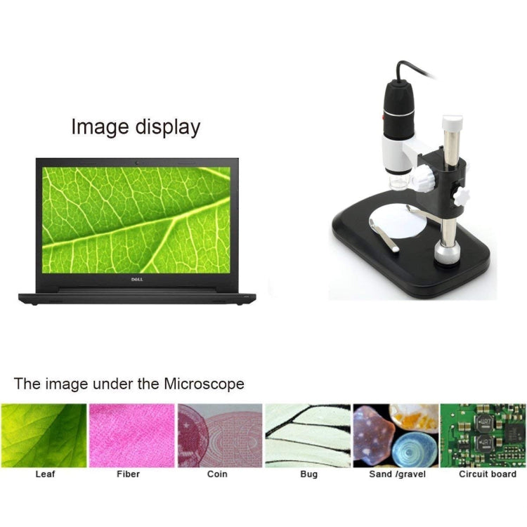 DMS-MDS800 Lupa 40X-800X Sensor de imagen de 2.0MP Microscopio digital USB con 8 LED y soporte profesional, 40X-800X