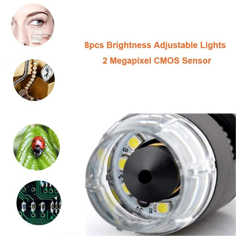 DMS-MDS800 Lupa 40X-800X Sensor de imagen de 2.0MP Microscopio digital USB con 8 LED y soporte profesional, 40X-800X