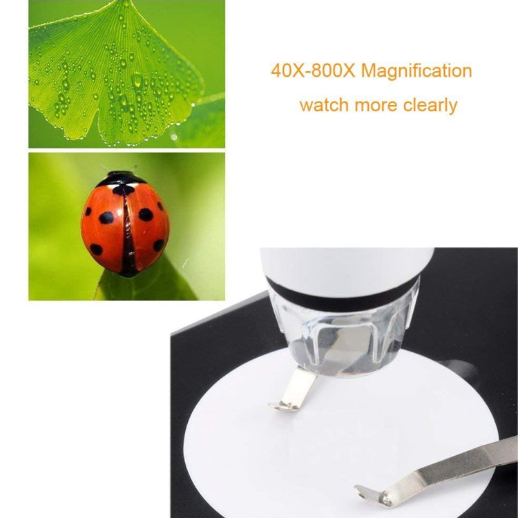 DMS-MDS800 Lupa 40X-800X Sensor de imagen de 2.0MP Microscopio digital USB con 8 LED y soporte profesional, 40X-800X