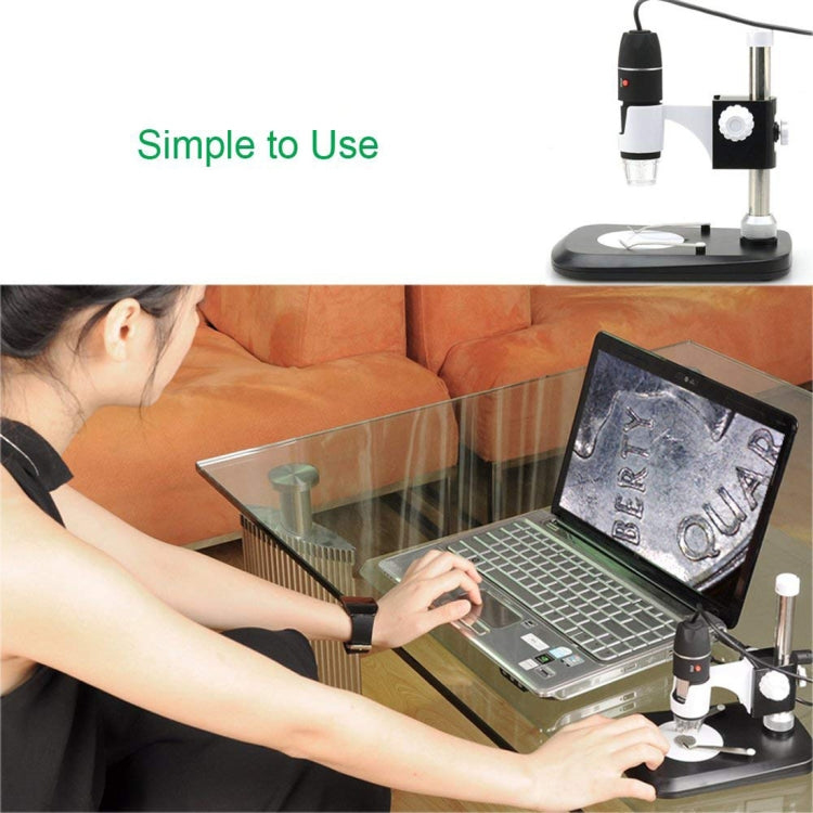 DMS-MDS800 Lupa 40X-800X Sensor de imagen de 2.0MP Microscopio digital USB con 8 LED y soporte profesional, 40X-800X