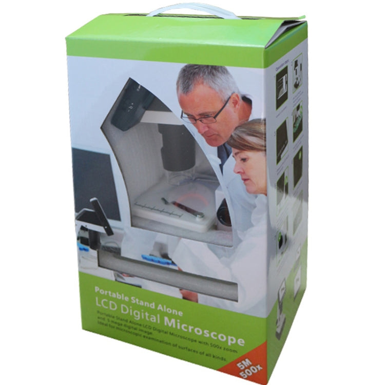 Microscopio digital independiente LCD de 500X, 5 megapíxeles, 3,5 pulgadas, con 8 LED, compatible con tarjeta TF de hasta 32 G (DMS-038M), DMS-038M 500X