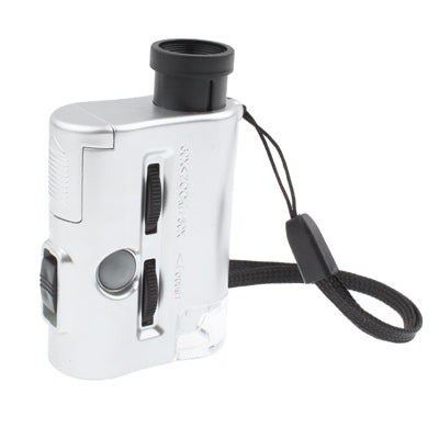 Microscopio de bolsillo 30X-60X con 2 luces LED/luz detectora de dinero, 30X-60X
