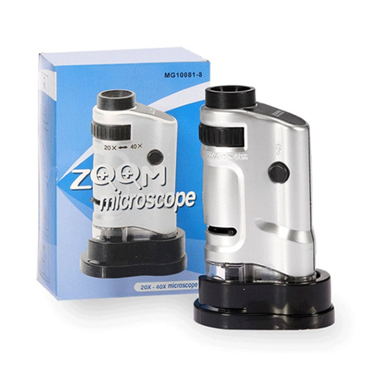 Microscopio de bolsillo con lente de zoom de aumento 20X - 40X con luz LED