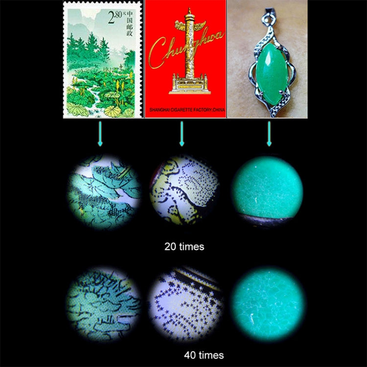 Microscopio de bolsillo con lente de zoom de aumento 20X - 40X con luz LED