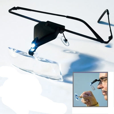 Gafas con lupa de 1,5X / 2,5X / 3,5X con luz LED, 3 Lens 1.5X-3.5X  (Black)
