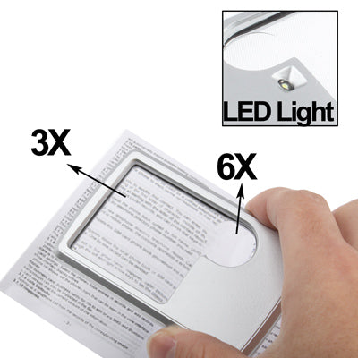 1 Lupa de joyería con diseño de tarjeta de crédito iluminada por LED 6X / 3X