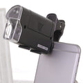 60X-100X veces teléfono microscopio Clip lupa de joyería con luz LED, 60X-100X Clip