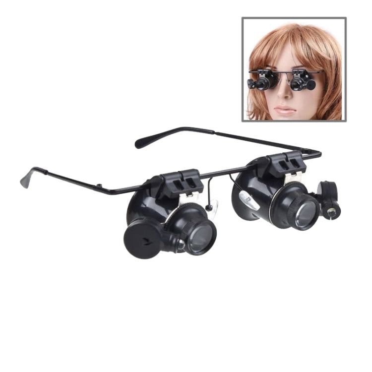 Lupa de reparación de relojes tipo gafas 20X con luz LED, Dual