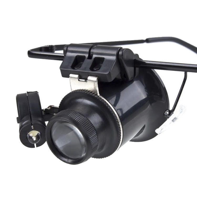 Lupa de reparación de relojes tipo gafas 20X con luz LED, Dual