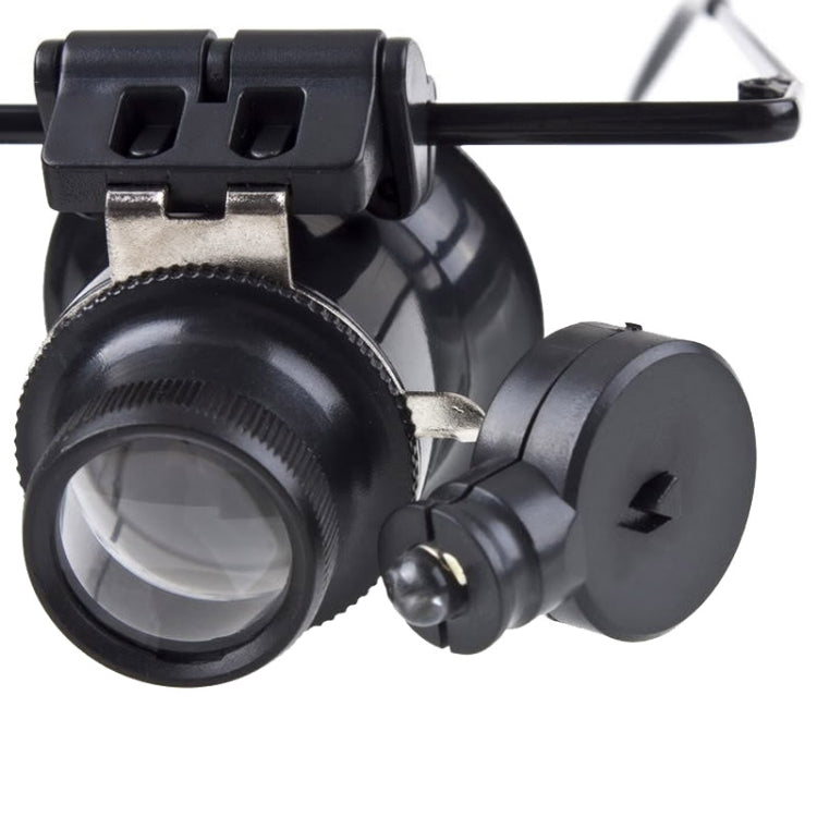 Lupa de reparación de relojes tipo gafas 20X con luz LED, Dual