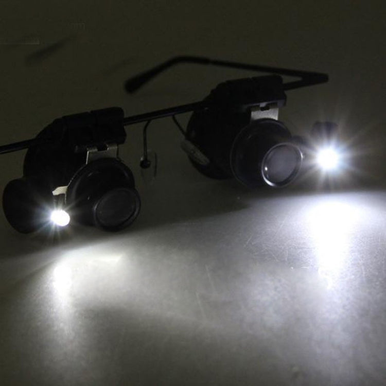 Lupa de reparación de relojes tipo gafas 20X con luz LED, Dual