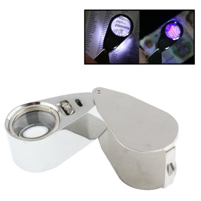 Lupa de lupa 10X con revestimiento metálico completo y 3 luces LED para detección de moneda e identificación de joyas, 10X (3 LED)