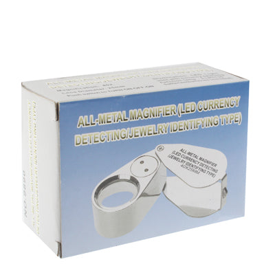 Lupa de lupa 10X con revestimiento metálico completo y 3 luces LED para detección de moneda e identificación de joyas, 10X (3 LED)