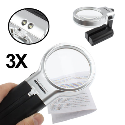 Lupa multifunción de mano y manos libres 3X con 2 luces LED