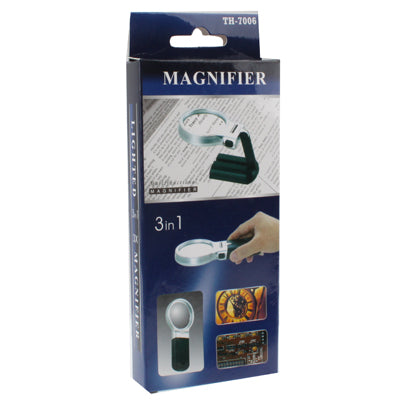 Lupa multifunción de mano y manos libres 3X con 2 luces LED