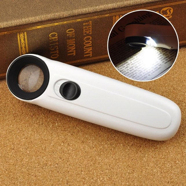 Lupa portátil estilo signo de exclamación 40X con luz de 2 LED, 40X