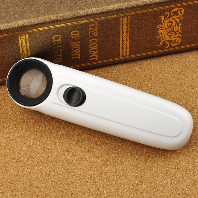 Lupa portátil estilo signo de exclamación 40X con luz de 2 LED, 40X