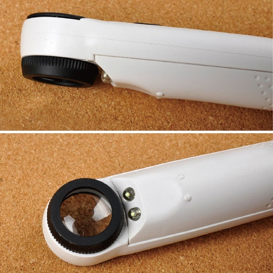 Lupa portátil estilo signo de exclamación 40X con luz de 2 LED, 40X