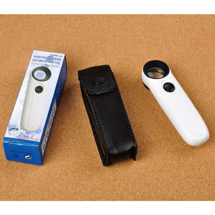 Lupa portátil estilo signo de exclamación 40X con luz de 2 LED, 40X