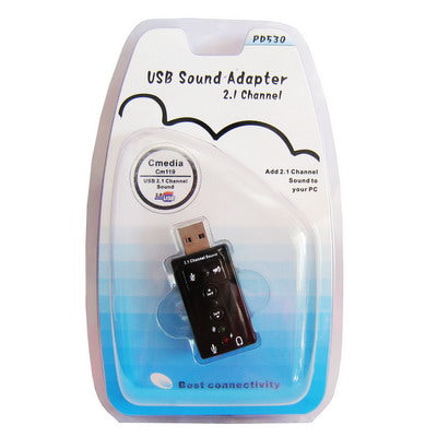 Adaptador de sonido USB de 2.1 canales, Plastic 2.1 Channel Black