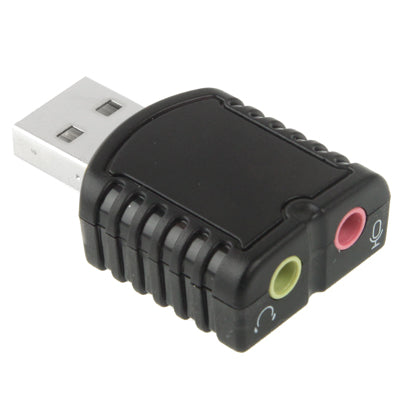 Adaptador de sonido estéreo USB 2.0, no requiere alimentación externa, Plastic 5.1 Channel Black
