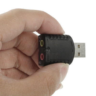 Adaptador de sonido estéreo USB 2.0, no requiere alimentación externa, Plastic 5.1 Channel Black